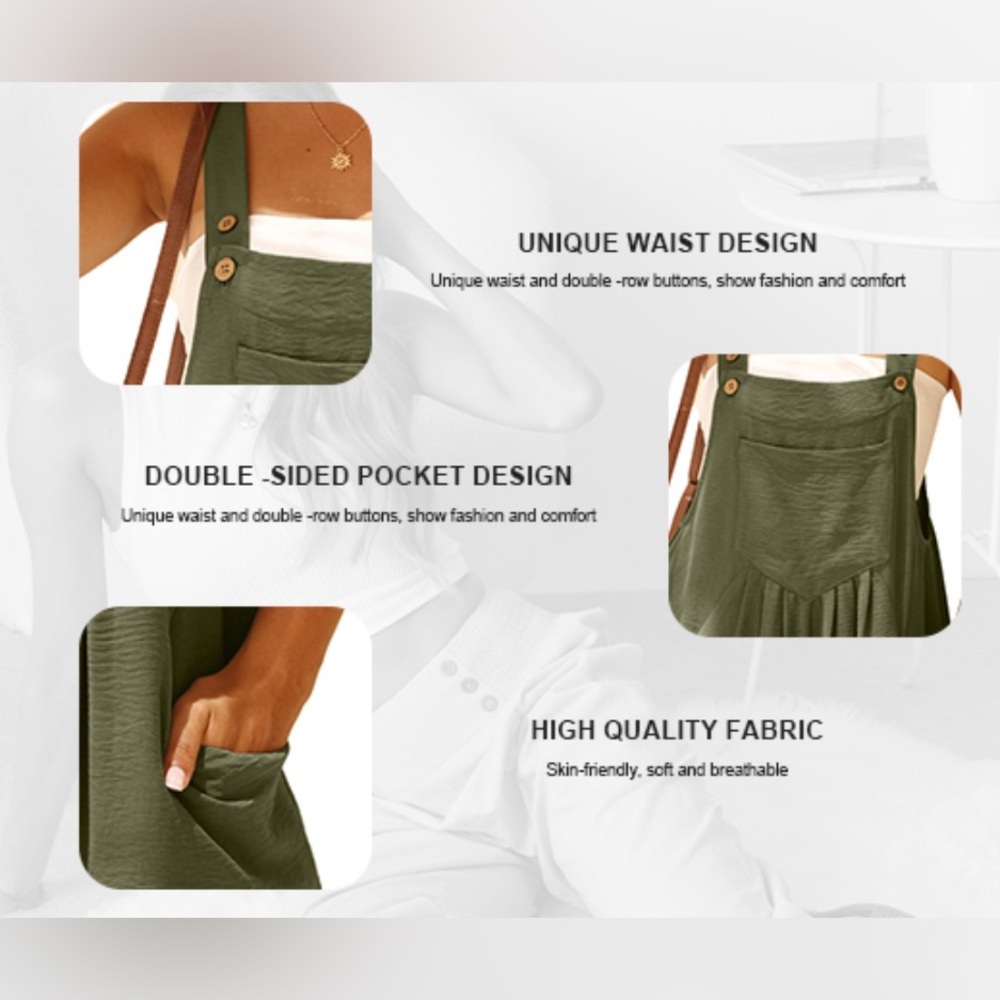 NWT- Soft Tan Overall 
Shorts Romper with Pockets
Classic and comfortable - Picture 7 of 7